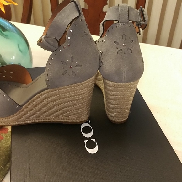 COACH Wedge Suede Sandals - Picture 5 of 8